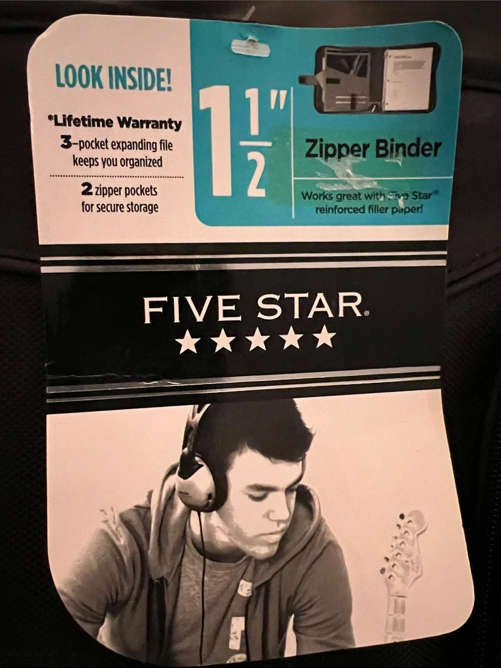 Five Star Black Organizer Binder with Front Pocket